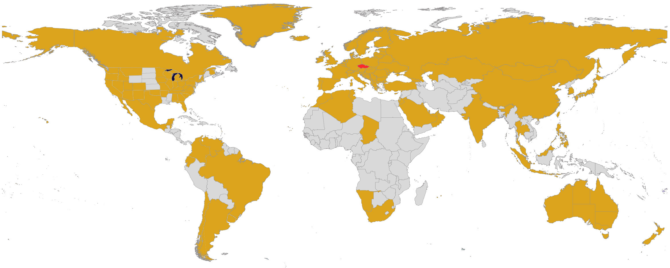map of the world where our products make you happy
